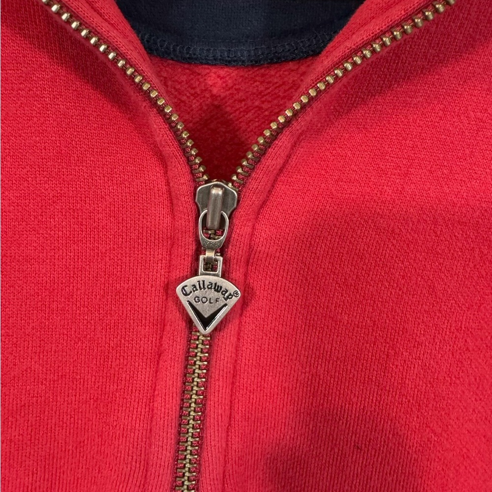 Callaway Men Large Red 1/4 Zip-Up Fleece Sweater - Picture 3 of 7